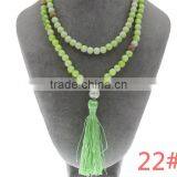 108 Hand Knotted Natural Stone Wooden Beads Mala Tassel Necklace thumbnail-1
