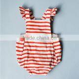 Summer Wear Cotton Clothes Simple Red Stripe Baby Romper For Newborns thumbnail-1