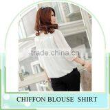 2016 Wholesale Cheap Price Women Chiffon Shirts Outfit Rivet Cute Doll Long Sleeves Design Women Chiffon Casual Top Blouse thumbnail-5