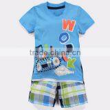 alibabab hot sale latest design baby clothes boy cartoon engineering car design summer set