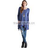 Newest Design Fashion Long Sleeve Pure Color Round Neck Loose Blouse for Wholesale 2017 thumbnail-1