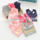 Summer girls printing tank top and shorts cotton casual kids clothing sets