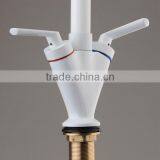 Best Promotion! Modern Double Handle Bathroom Faucet Kitchen Sink Swivel Spout Mixer Tap White Excellent Quality thumbnail-6