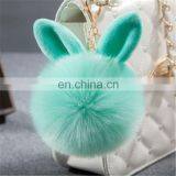 Cute Rabbit Ear Factory Rabbit/Fox Fur Pom Pom Fluffy Ball Bobble Keychain With Strap and Metal Buckle Key Ring thumbnail-4