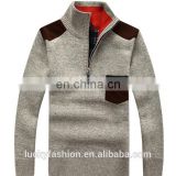Latest Design Custom Fashion Pullover Stand Collor Acrylic Cotton Men Knitted Sweater