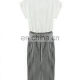 Classic Black White Stripes Round Neck Knitting Preppy Style Maxi Dress thumbnail-2