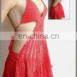 Coral red beach dress summer dress swimsuit bikini with cover up