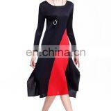 China Manufacter Round Neck Slim Pleat Dress Women Daily Wear Irregular Hem Dress thumbnail-4