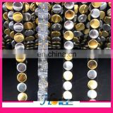 8mm width brass trim silver and gold color hot fix metal sandals chain