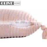 2018 Hot Sales 100%acrylic Decorative Rib Knitted Cushion Cover With Lantern Tassels thumbnail-4