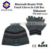 bluetooth beanie with touch screen gloves in gift box