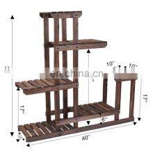 Wooden Plant Stands Flower Rack Plant Stand Multifunctional Wood Shelves Storage Rack Bookshelf W/Hollow-Out Rack Bonsai Display thumbnail-4