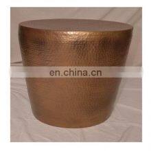 Metal Golden Hammered Antique Coffee Table Wholesale Price Round Cylinder Hammered Seat Bench Metal Stool