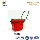 Shopping Basket With Wheels Plastic Handle and Bar Plastic Basket thumbnail-1