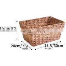 New Arrival Rectangular Washable Rattan Straw Woven Storage Basket Desktop Sundries Sorting Storage Woven Basket thumbnail-4