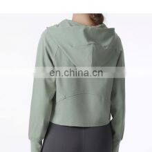 Janya Wholesale Blank Custom Logo Running Jacket Zipper Sports Clothing Yoga Wear Full-Zip Pocket Hoodie For Women thumbnail-3