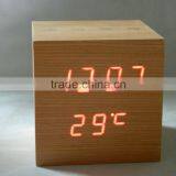 WL0923S Nature Wood Square Shape Touch Switch Digital Alarm Clock thumbnail-2