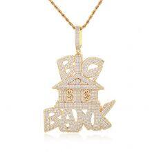 Hip Hop 3A+ CZ Stone Paved Bling Iced Out Dollars Money Sign Big Bank Pendant Necklaces for Men Rapper Jewelry Gold Silver Color thumbnail-5