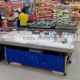 APEX custom make commercial restaurant stainless steel ice fresh frozen mackerel fish display table ice case