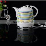 Porcelain Stripe Design Teapot thumbnail-1