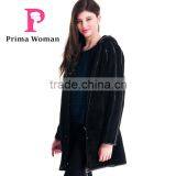 2015 Winter Women Medium Length Slim Fit Coat With Hat Overcoat