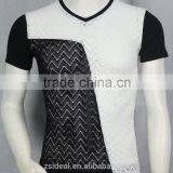 Dobby Polyester Beading Design V-neck Man Polo T-shirt thumbnail-1