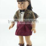 18 inch doll girl fanshion design American girl doll clothes designer baby dolls clothes girls Leopard shawl with dress