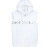 Mens 100% Cotton Plain White Short Sleeve Pullover Hoodie thumbnail-2