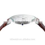 2015 Latest Rose Golden Case Slim Leather Wrist Watch for Men thumbnail-2