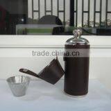 Cylindrical Shape and Suture and Leather Wrapped Bottle and 2 Glasses thumbnail-2