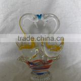 handmade colorful double glass swan