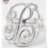 Silver Tone Metal Initial Stretch Ring thumbnail-1