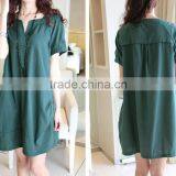 Cotton Linen V-neck Formal Casual Pregnancy Clothing Summer Plus Size thumbnail-1