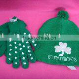 St. Patrick's Hat and Glove Set in Shamrock Printing
