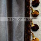 European Classical Solid Beige Velvet Wedding Door Window Curtain, Ready Made Valance Arched Door Curtain thumbnail-6