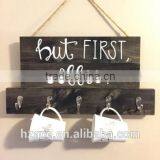 Wooden Coffee Sign Twine and Hooks, Personalized Coffee Gift thumbnail-3