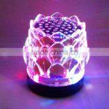 New Arrival Crystal Lotus Transparent Colorful Light Speaker USB Mini Speaker Creative Speaker With Radio Function thumbnail-1
