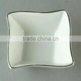 Wholesale Stock White Rectangle Ceramic Dish With Silver Line in Good Quality and Reasonable Price thumbnail-2