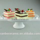 Ceramic Cake Stand , Metal Cake Stand White for Wedding & Party With Dome thumbnail-1