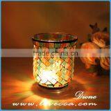 European Cracked Tea Light Candle Holder Mosaic Glass thumbnail-1