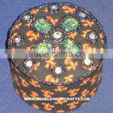 Black Color Round Zari Hand Embroidery Box thumbnail-1