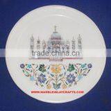 Exporter Natural Marble Inlay Plate With Taj Mahal thumbnail-1