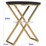 Round Stainless Steel Brass PVD Frame With Glass Metal Coffee Table