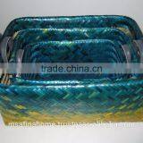 Set of 3 Rectangle Bamboo Storage Baskets With Handles thumbnail-1