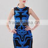 Sleeveless Blue Wave Pattern Slim Cotton Dress Latest Dress Designs for Ladies SR-D9785 thumbnail-5