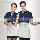 Juqian 2016 Custom Factory Price Latest Stylish Navy Cheap Short Sleeve Summer Unisex Hotel Staff Uniform Designs in China thumbnail-1
