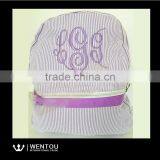 New Arrival Comfortable Style Seersucker Striped Backpack School Bag thumbnail-3