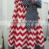 Hot Sale Designs for Young Girls Bowknot Baby Girl Chevron Sundress Cotton Pageant Party Dresses