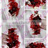 Aidocrystal Deep Red Hairpiece, Red Flower Bridal Hair Flower Headband Headwear thumbnail-4