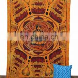 Queen Indian Buddha Bohemian Hanging Wall Hippie Tapestry Throw Ethnic art Bed Decorative,Tapestry coverlet Home Decor Yellow